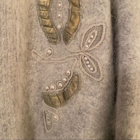 VTG FULLY FASHION Angora Eyelash Knit Embroidered Lined Jacket Women's Sz OS - Picture 3 of 9